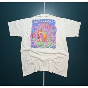 Vintage 90s Coral Reef Clownfish Art T-shirt Single Stitch Size XL Dirty Laundry